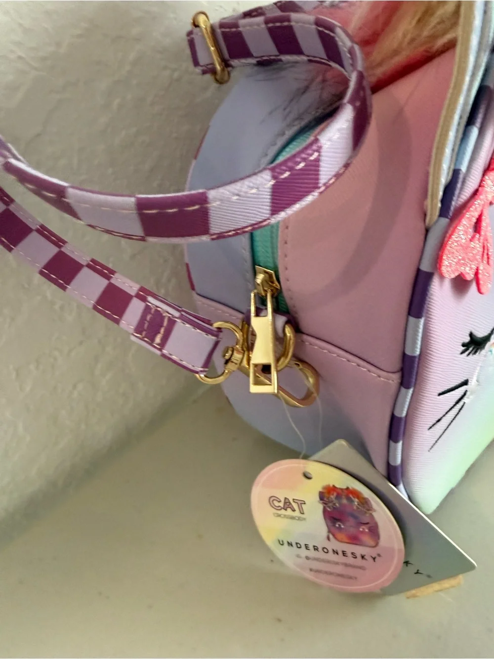 New girls Under One Sky Pastel Unicorn Cat Crossbody Bag - Pink & Lavender
